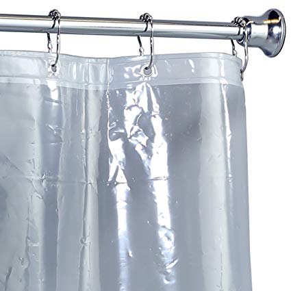 SlipX Solutions Mildew Resistant Clear Super Heavy Duty Shower Curtain Liner with Microban Antimicrobial Protection (100% PEVA, BPA-Free, Odorless, Rustproof Grommets, Magnetic Weights, 54"W x 78"H)