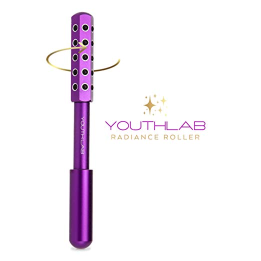 YOUTHLAB Radiance Roller - Germanium Stone Uplifting Face Massager Beauty Roller/Tool for Skin Tightening/Firming, De-Puffing, Anti-Aging and Tension Relief (Purple, Rose Gold and Black)