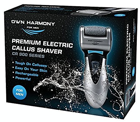 Electric Hard Skin Remover For Men by Own Harmony - USA's Best Rated Callus Remover - Rechargeable Pedicure Tools w/ 3 Micro Diamond Rollers (Reg. & Extra Coarse) - for Velvet Smooth Foot Care - Professional Spa Pedi Feet File (UK Plug)