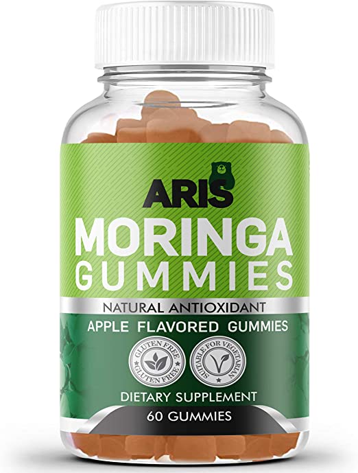 Aris Moringa Gummies from Miracle Tree Leaf, Rich in Vitamins and Antioxidants. This Superfood Supplement is a great Sourse of Nutrients and Minerals, 60 Chewable