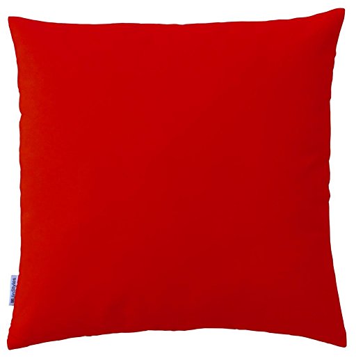 JinStyles Solid Red Cotton Canvas Decorative Throw Pillow Cover (Christmas Red, 20 x 20)