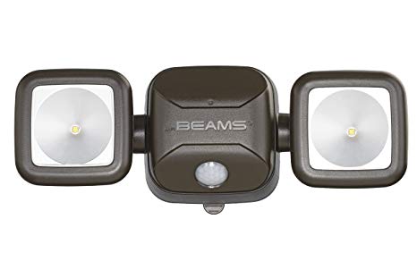 Mr. Beams High Performance Wireless Battery Powered Motion Sensing LED Dual Head Security Spotlight, Plastic, Brown, 500 lm