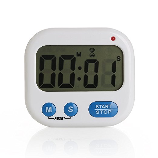 WeighX KT366 Digital Countdown Count Up Kitchen Timer Alarm 99'59 LCD Backlit Sport Stopwatches Large Display Screen Loud Sounding Alarm Retractable Stand Common AAA Battery Powered Cook Pomodoro
