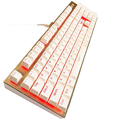 K-RAY K8 Wired Cool Gaming Keyboard Mechanical Feeling Ergonomic Tri-Color LED Backlit Waterproof Design(104 keys)- Gold