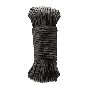 Amazon Basics 550 Type III Paracord, 7-Strand Core, High Strength - 5/32 Inch x 100 Foot (4mm x 30m), Black