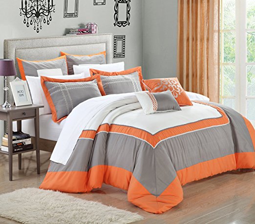 Chic Home 7-Piece Ballroom Comforter Set, King, Orange