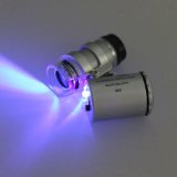 KingMas Mini 60x LED UV Light Pocket Microscope Jeweler Currency Magnifier Adjustable Loupe