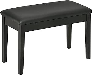 HOMCOM Banc pour Piano Tabouret de Piano Banquette avec Assise rembourrée Pieds en Bois Massif revêtement synthétique - Noir