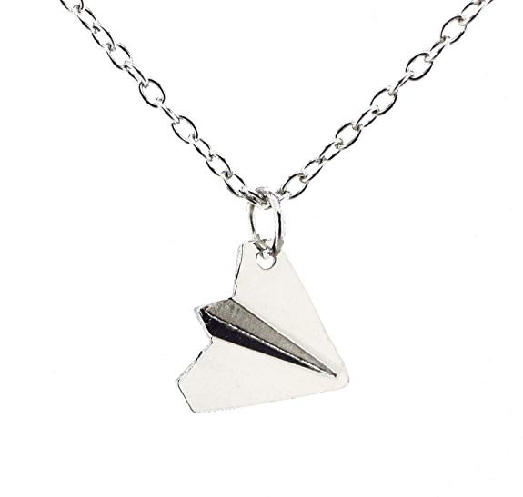 LilMents Little Paper Airplane Stainless Steel Mens Womens Unisex Necklace