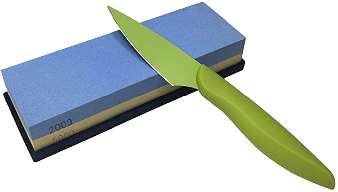 Mose Cafolo Premium Sharpening Stones Double Sided Grit 2000/5000 Whetstone - Kitchen Knife Sharpener Waterstone with Non-Slip Base