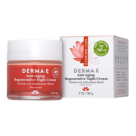 DERMA E Age-Defying Antioxidant Night Cream with Astaxanthin and Pycnogenol, 2 Oz