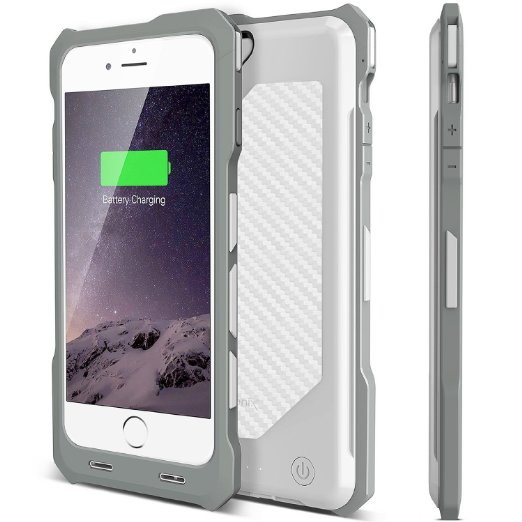 iPhone 6S Battery Case, iPhone 6 Battery Case, Heavy-Duty & Rugged Alpatronix® [BX150] MFi Apple Certified 3500mAh Shockproof External iPhone 6S/6 Charging Case with Rubberized Removable Rechargeable Protective iPhone 6S/6 Charger Case [Ultra Slim Portable iPhone6S Extended Battery Case / Drop Protection / Full Support with iOS 9  & Apple Pay / iPhone6 Rechargeable Case / Lightning Connector Output / Fits all colors for iPhone 6S & iPhone 6 for Juice Pack & Power Bank] - (White Carbon Fiber)