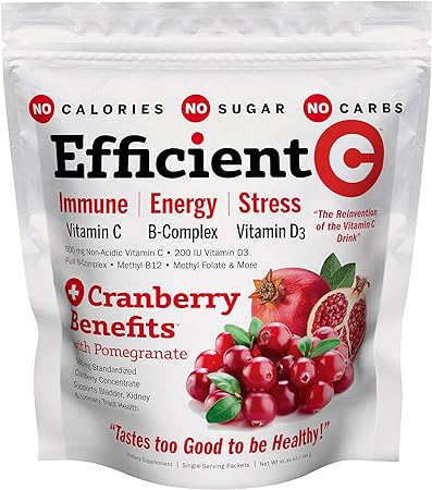 ANDREW LESSMAN Efficient C   Cranberry Benefits 90 Packets – Immune, Energy, Stress and Urinary Tract Support. Reinvention of The Vitamin C Drink. No Calories. No Sugar. No Carbs. Easy to Mix.