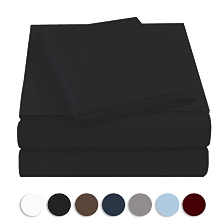 Bed Sheet Set Brushed Microfiber 4 Piece With 16-inch Deep Pocket,Hypoallergenic Sheet & Pillow Case Set (Twin,Black)