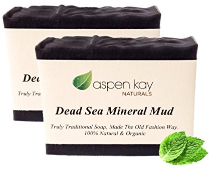 Dead Sea Mud Soap Bar - 2 Pack - 100% Organic & Natural Soap, With Activated Charcoal & Therapeutic Grade Essential Oils. Face Soap or Body Soap. For Men, Women & Teens. Chemical Free. Each Bar is 4oz