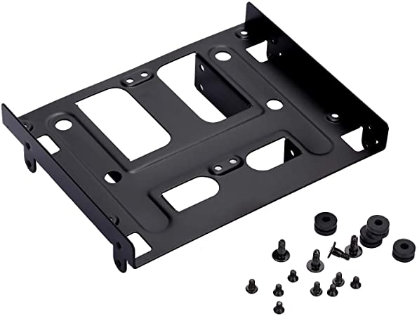 Cinolink Aluminum 5.25 inch to 2.5 or 3.5 Inch Internal Hard Disk Drive Mounting Kit with Screws and Shock Absorption Rubber Washer- Black