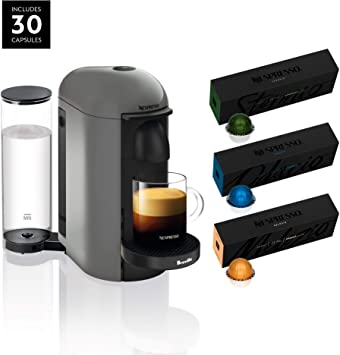 Nespresso VertuoPlus Coffee and Espresso Maker by Breville, Grey with BEST SELLING COFFEES INCLUDED