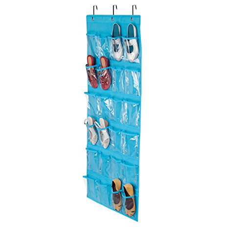 Honey-Can-Do 24-Pocket Non-Woven Over The Door Shoe Organizer, Ocean Blue