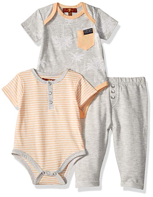 7 For All Mankind Baby Boys 3 Piece Bodysuit and French Terry Pant Set