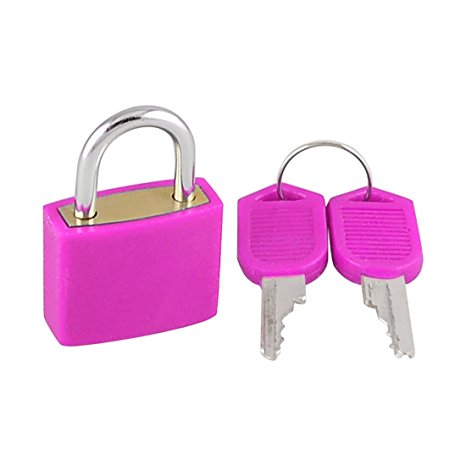 23mm Rectangle Cabinet Drawer Mini Lock Padlock Fuchsia w 2 Keys