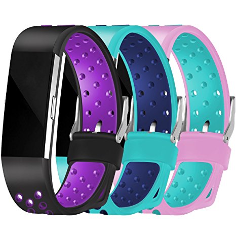 For Fitbit Charge 2 Bands(3 Pack), Maledan Replacement Accessory Wristbands for Fitbit Charge 2 HR, Large Small