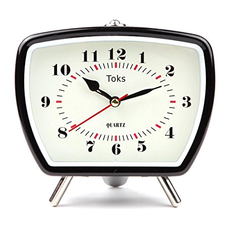 Lily’s Home Vintage/Retro Inspired Analog Alarm Clock, Bedside Table Alarm Clock. Black 5.5”