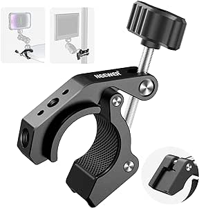 NEEWER Super Clamp with Cold Shoe and Threaded Holes 1/4" 3/8", Max Load 2kg, Crab Shaped Clamp Holder for Most Photography Accessories, Compatible with SmallRig, Black, ST84