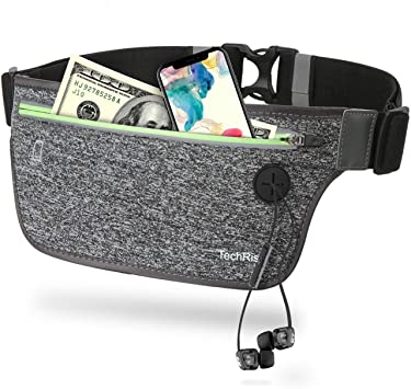 TechRise Running Belt Waist Pack, Ultra Slim Water Resistant Runners Belt Fanny Pack for Hiking Fitness, Workout Exercise Adjustable Running Pouch Waist Bag for All Kinds of Phones