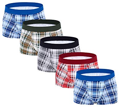 ADOLPH Men's Boxer Briefs 5 Pack No Ride-up Breathable Comfortable Cotton Sport Underwear