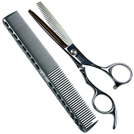 Professional Barber Razor Edge Thinning/Blending/Layering/Texturizing Scissors/ Shears 6 Inch, with a Comb,420 Stainless Steel Hairdressing Styling Cutting Tool