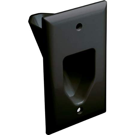 DataComm Electronics 45-0001-BK 1-Gang Recessed Low Voltage Cable Plate, Black