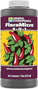 General Hydroponics FloraMicro 5-0-1 Plant Food, Flora Series Advanced Nutrient System, for Hydroponic Applications and Container Plants, 16 oz.