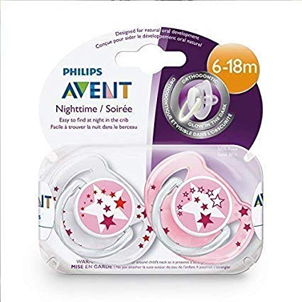 Baby Soother Dummy Nipple 0-6m / 6-18m Pacifier Philips Avent Night Time (Number 6)
