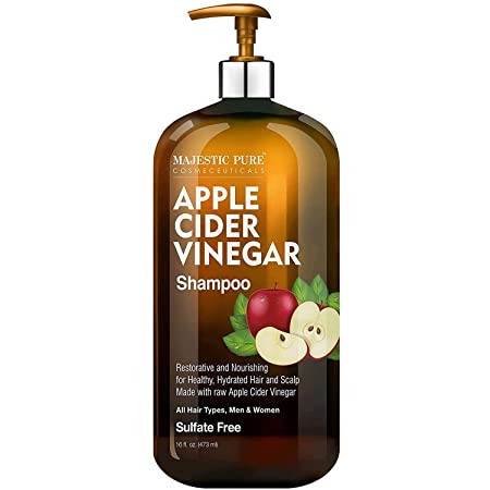 MAJESTIC PURE Apple Cider Vinegar Shampoo - Restores Shine & Reduces Itchy Scalp, Dandruff & Frizz - Sulfate Free, for All Hair Types, Men and Women - 16 fl oz