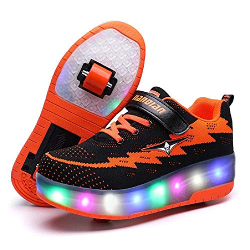 Ufatansy CPS LED Fashion Sneakers Kids Girls Boys Light Up Wheels Skate Shoes Comfortable Mesh Surface Roller Shoes Thanksgiving Christmas Day Best Gift