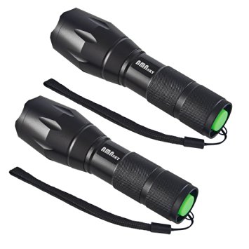 AMASKY(TM)XLM-T6 Zoomable Water Resistant Bright LED Flashlight with 1600LM Torch Adjustable for OutdoorBottom Click (1pcs) (2 in pack)