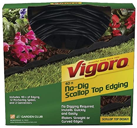 Vigoro Simple and Time-Saving 40 ft. Scalloped No Dig Garden Edging Kit in Black