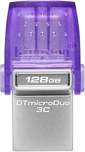 Kingston DataTraveler microDuo 3C USB-Stick 128GB USB Gen 3 Type-C und Type-A - DTDUO3CG3/128GB, Lila   Silber