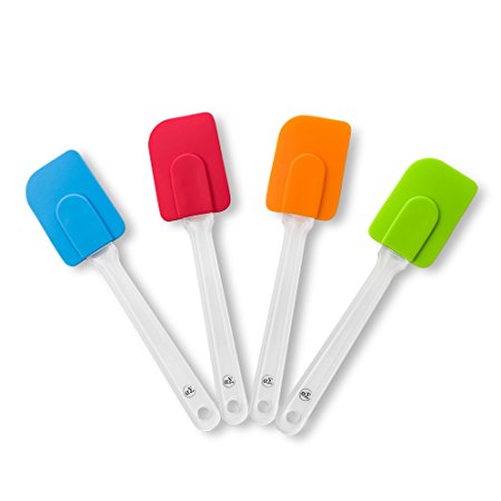 Premium Silicone Spatula Set By Alpha & Sigma - Heat Resistant & BPA Free - Great Stirring, Cooking & Baking Kitchen Accessory - Easy To Clean & Dishwasher Friendly - 4-Piece Bundle