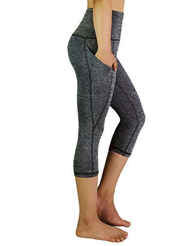 REETOYO High Waist Yoga Pants with Side Pockets Tummy Control Workout Running 4 Way Stretch Yoga Capris Leggings