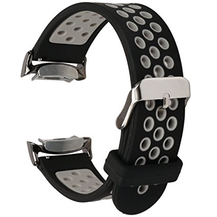 Samsung Gear S2 Silicone Band, SM-R720 SM-R730 Soft Silicone Sport Replacement Strap (Black Grey)