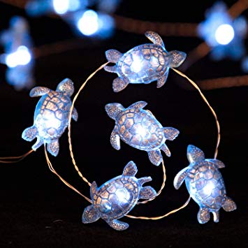 Impress Life Sea Turtle Christmas Festive String Lights, Marine Turtle Ocean Theme Lights Multi Flicker Mode on 10 ft 30 LEDs Battery-Powered with Dimmable Remote for House, Bedroom, Wedding Parties
