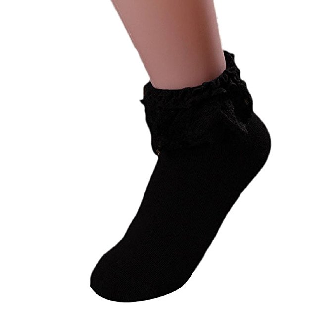 Lowpricenice Women Vintage Lace Ruffle Frilly Ankle Socks