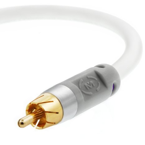 Mediabridge ULTRA Series Subwoofer Cable (25 Feet) - Dual Shielded with Gold Plated RCA to RCA Connectors - White - (Part# CJ25-6WR-G1 )