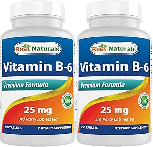 Best Naturals Vitamin B6 25mg 250 Tablets (250 Count (Pack of 2))