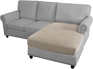 H.VERSAILTEX Sectional Couch Covers 1 Piece Chaise Slipcover L Shape Separate Cushion Couch Chaise Cover for Both Left/Right Sectional Couch (Seat Only: 1 Chaise, Island Fossi)