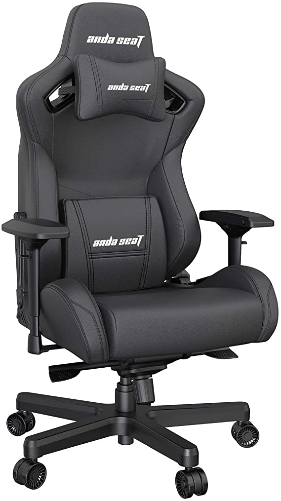 Gaming Chair, ANDASEAT Kaiser 2 Racing Office Computer Chair,Adjustable Swivel Rocker Recliner Leather Game Chair with Headrest and Lumbar Pillow E-Sports Chair-Black