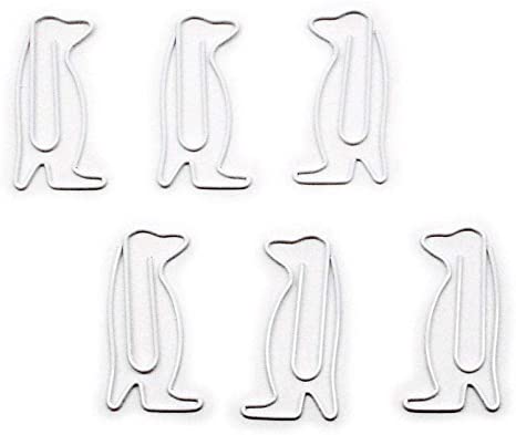 Butler in the Home Animal Penguin Shaped Paper Clips in Silver Tin and Silver Gift Box Great for Paper Clip Collectors or Animal Lovers (White 100 Count)