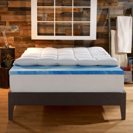 Sleep Innovations 4-Inch Dual Layer Mattress Topper - Gel Memory Foam and Plush Fiber. 10-year limited warranty. Full Size