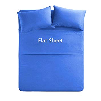 MeiCotton Bedding Full Size Flat Sheet Single - 250 Thread Count 50% Cotton and 50% Polyester - Luxury Flat Sheet Sold Separately -Royal Blue